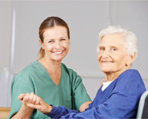 Nurse accompanying a senior